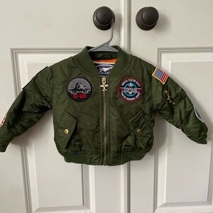 Top Gun Green Bomber Jacket with Patches 2T